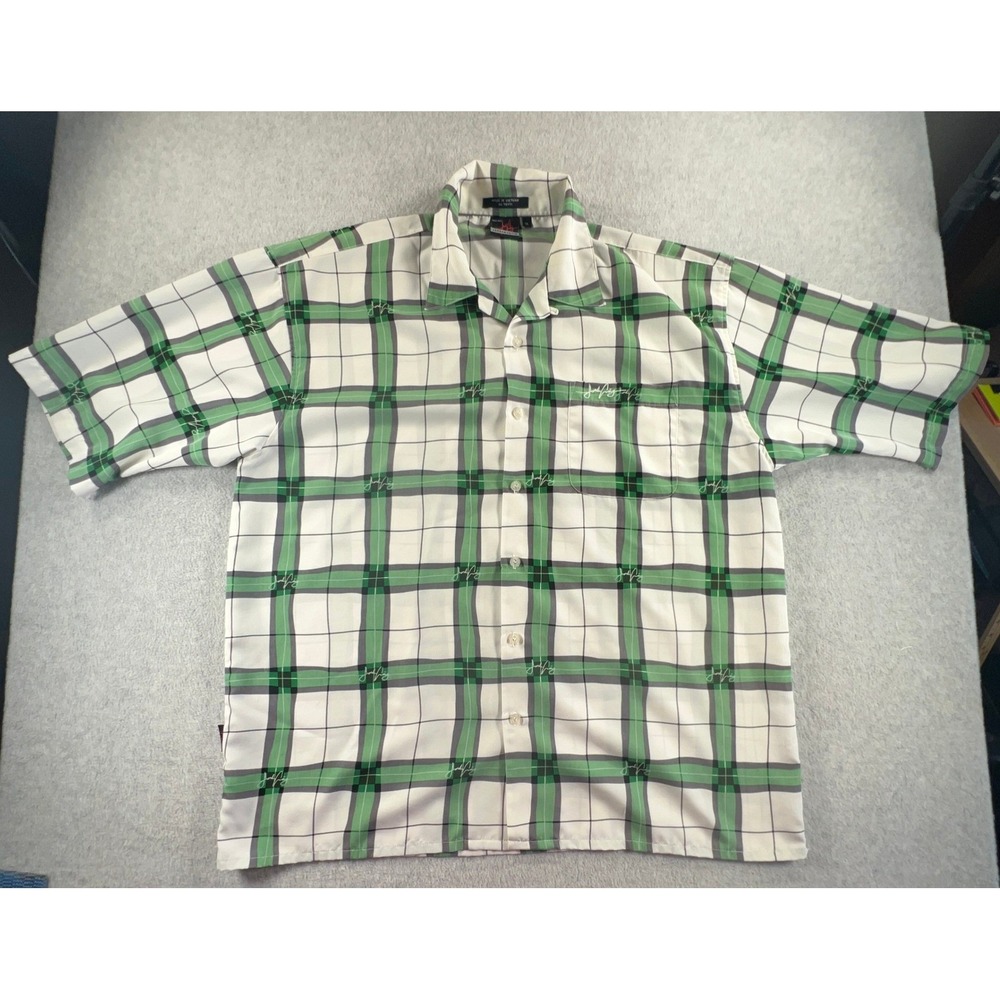 Jordan Craig Mens XL Plaid Short Sleeve Button Down Shirt Green White Streetwear